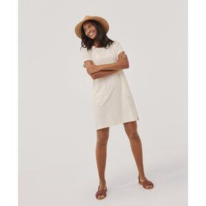 Neutral Short Sleeve Shift Dress - Cream